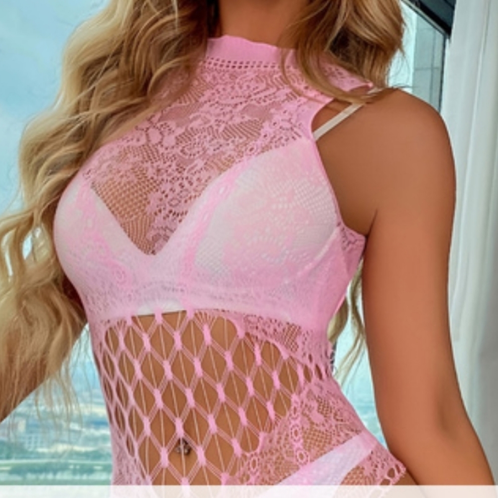 Fishnet Lingerie Bodysuit For Women Hollow Out See Through One Piece, Women's Li